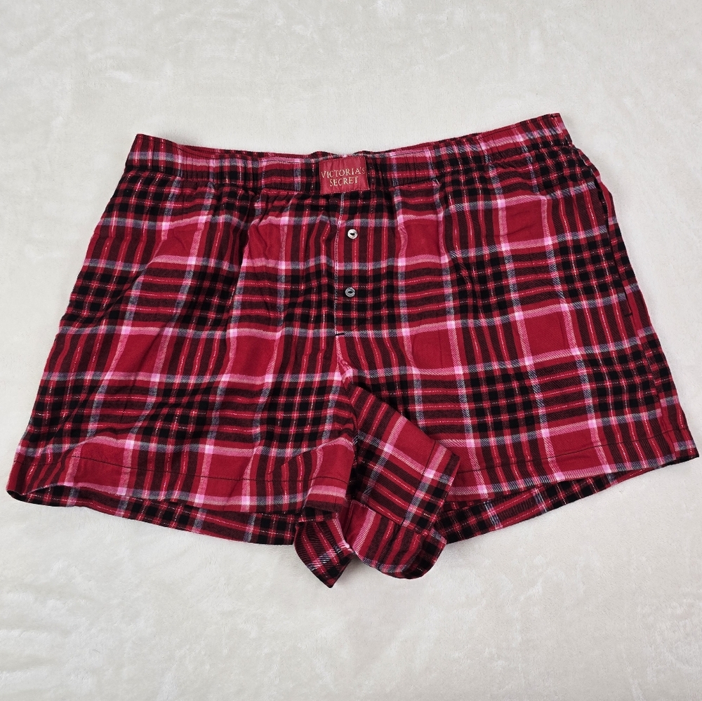 Victoria Secret Pink Plaid Boxers Shorts size L